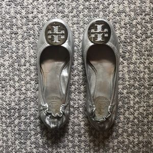 Silver Tory Burch Ballet Flats